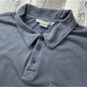 Nike Men's XL Gray Polo Shirt Vintage N Patch Swoosh Logo Cotton Split Hem